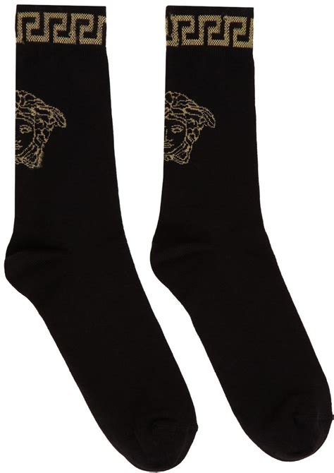 versace lace socks|Versace socks black and gold.